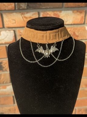 Silver Bat Multi-Chain Choker Necklace - Gothic Statement